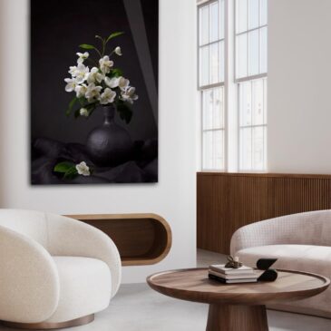 Bloemen wall art van witte appelbloesem