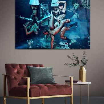 Obra artística en el muro de bailarines