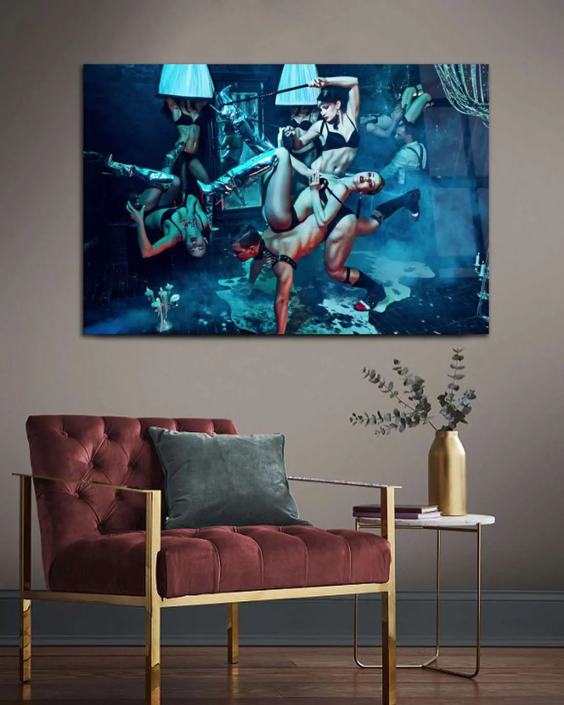 Artistiek werk aan de muur van dansers