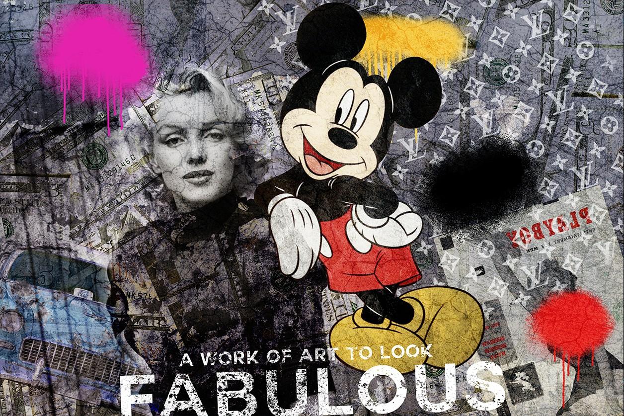 Pop art kunstwerk Marylin Monroe & Mickey Mouse