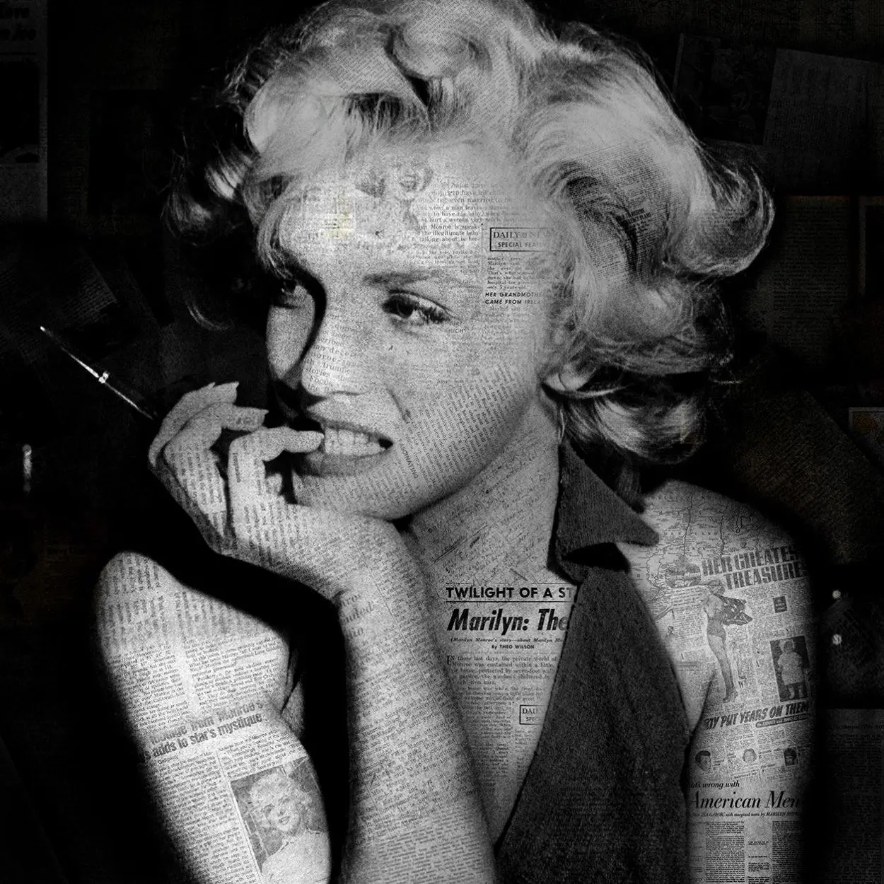 Schwarz -Weiß -Porträt von Marilyn Monroe