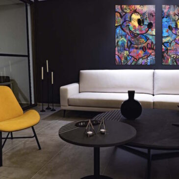 Fotokunstwerk in pop art-stijl met Mickey & Minnie Mouse