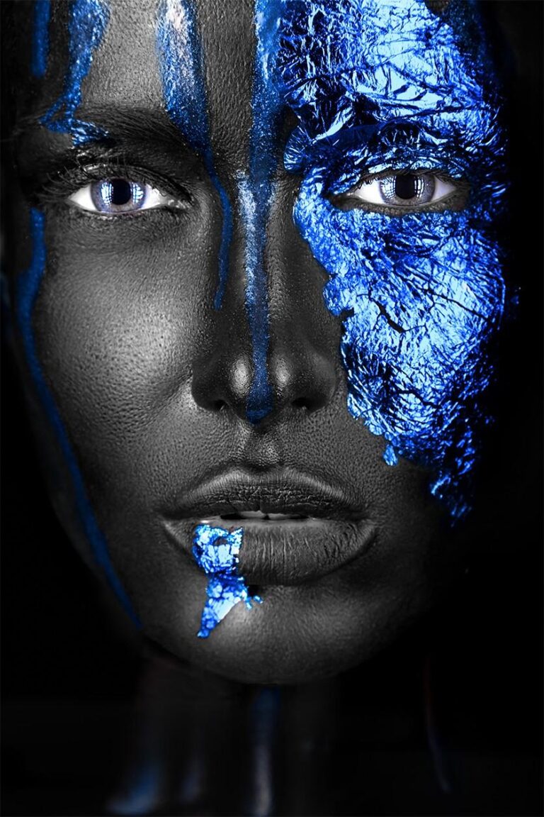 Photo portrait sur verre acrylique Noir Bleu