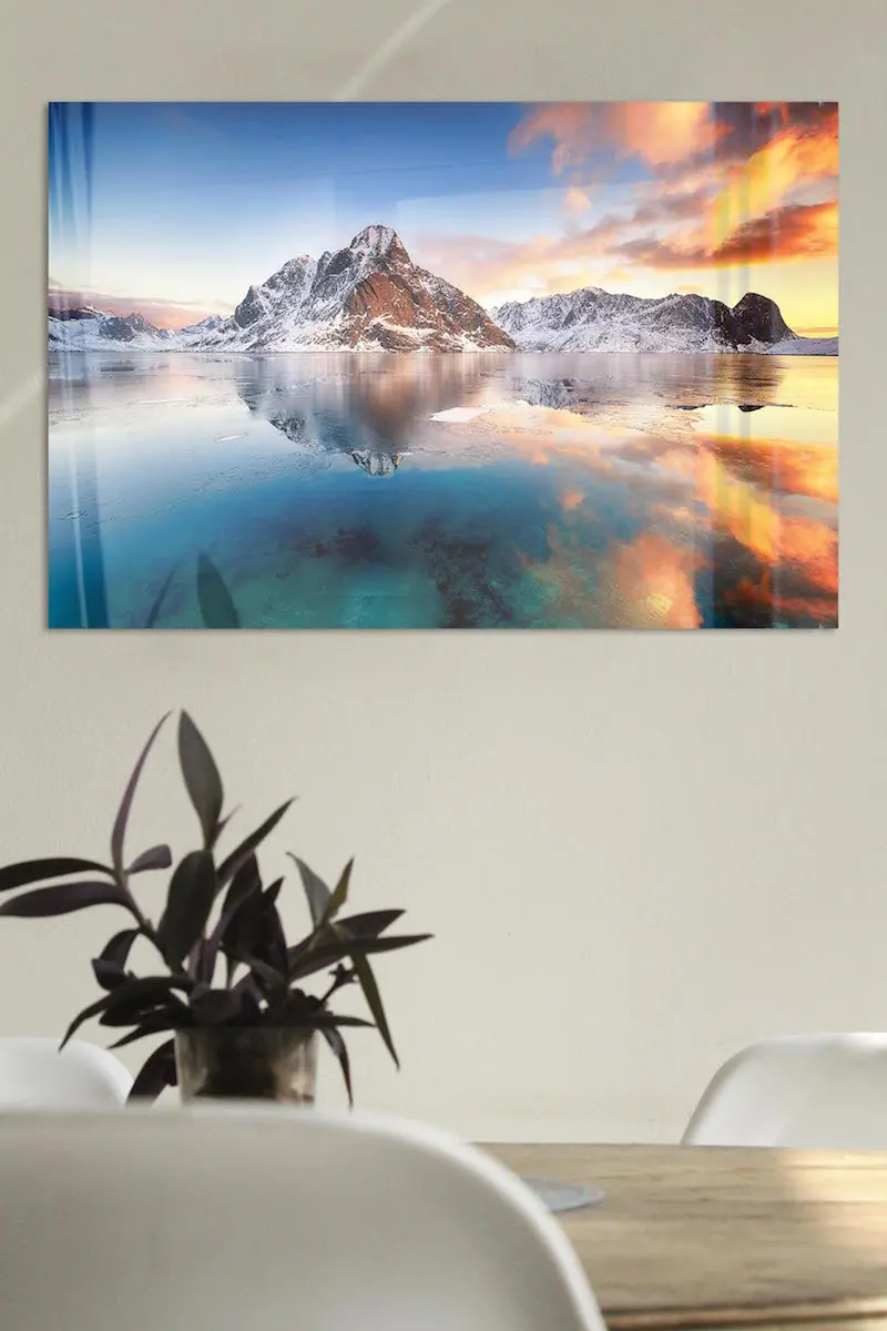 Landschap schilderij van zonsopgang