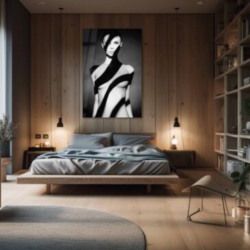 art mural nu en noir et blanc