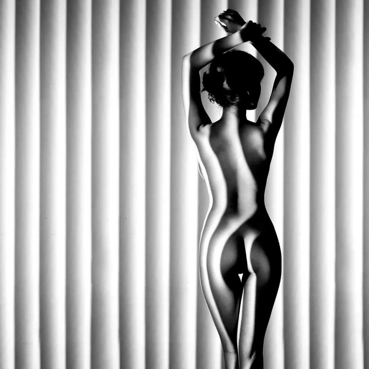 Elegante pintura desnuda en blanco y negro