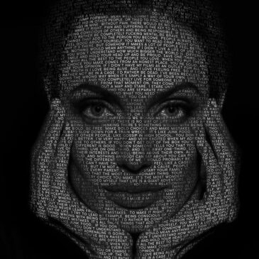 Black and white wall art van Angelina Jolie