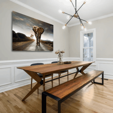 Fotokunst van olifant in Afrikaans landschap