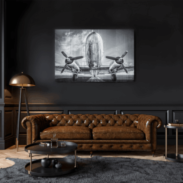 Black and white photo art of an airplane