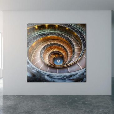 Architektonisches Wandbild einer Wendeltreppe