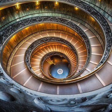 Architektonisches Wandbild einer Wendeltreppe