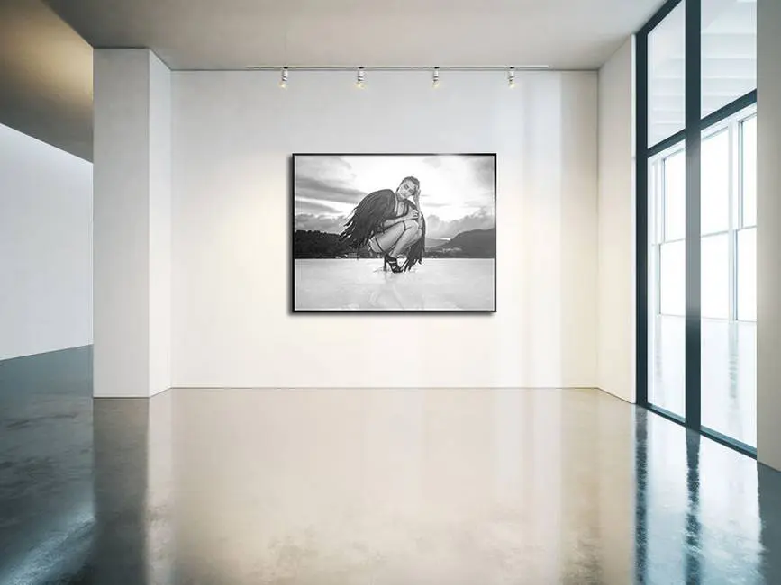 Gallery quality Glass painting: Sexy woman with wings
