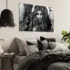 Zwart wit muurkunst Indiaanse vrouw