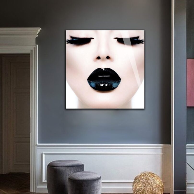Foto plexiglás labios negros artísticos.