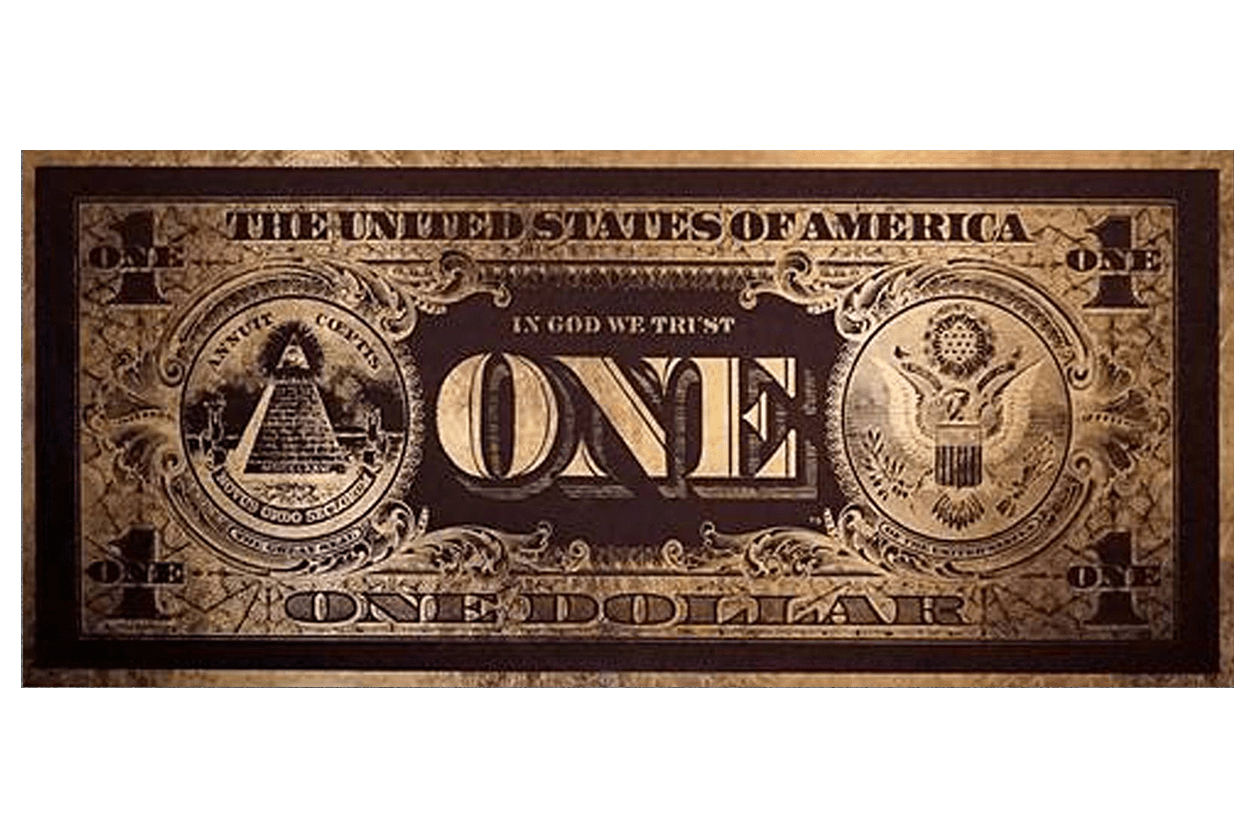 Plexiglas kunstwerk one dollar bill
