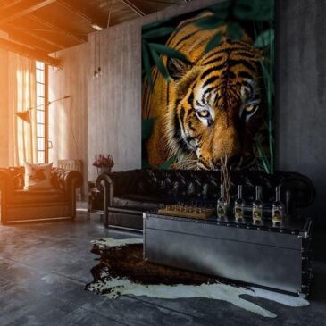 Unieke muurdecoratie van tijger in de jungle