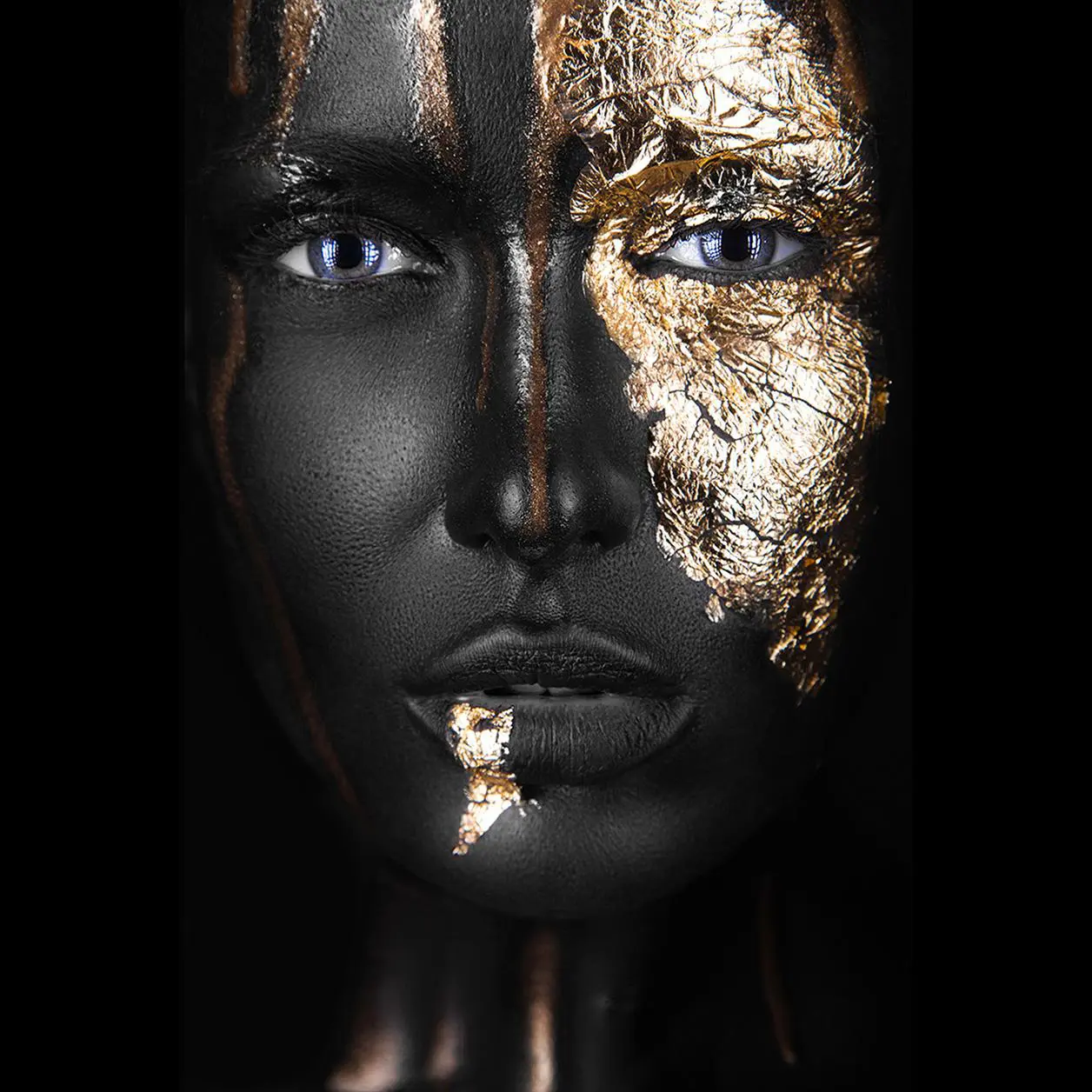 Portrait artistique Noir Or