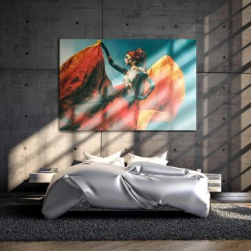 Künstlerische Wanddekoration einer schönen Fantasiefrau