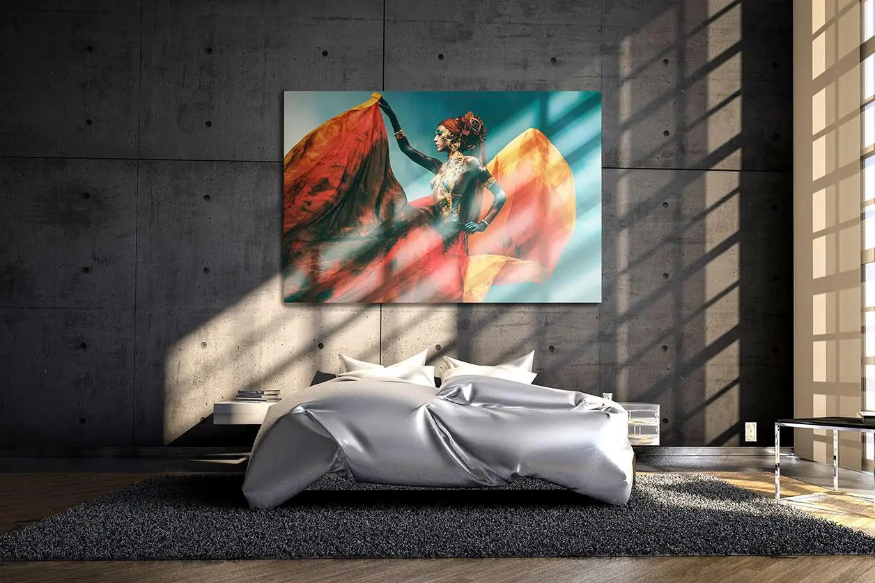 Artistieke wandecoratie van mooie fantasy vrouw