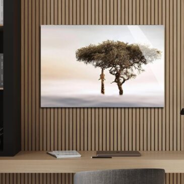 Unique animal wall art of a giraffe in a tree