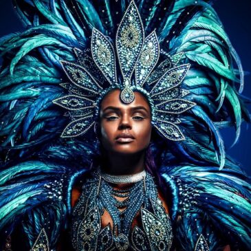 Retrato juguetonamente colorido de la reina del carnaval