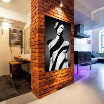 art mural nu en noir et blanc