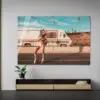 Artistieke muurdecoratie van hippy vrouw