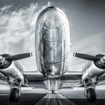 Black and white photo art of an airplane