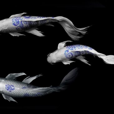 Artistiek schilderij van vissen