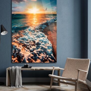 Wandkunst mit Sonnenuntergangs-Meereslandschaft