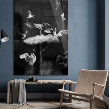 Einzigartiges künstlerisches Schwarz-Weiß-Kunstwerk einer Ballerina