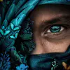 Portret kunst van mysterieus gezicht