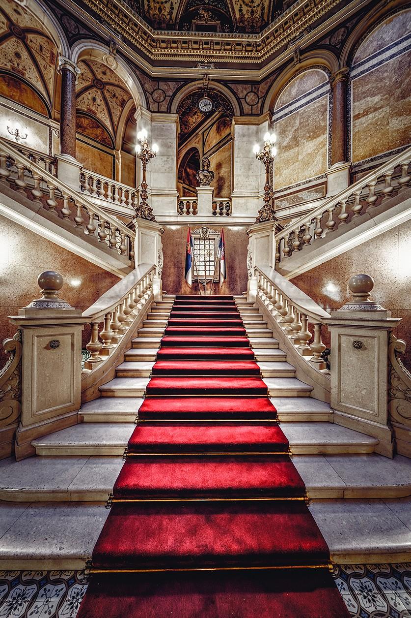 Art on Plexiglas: Elegant Baroque Staircase