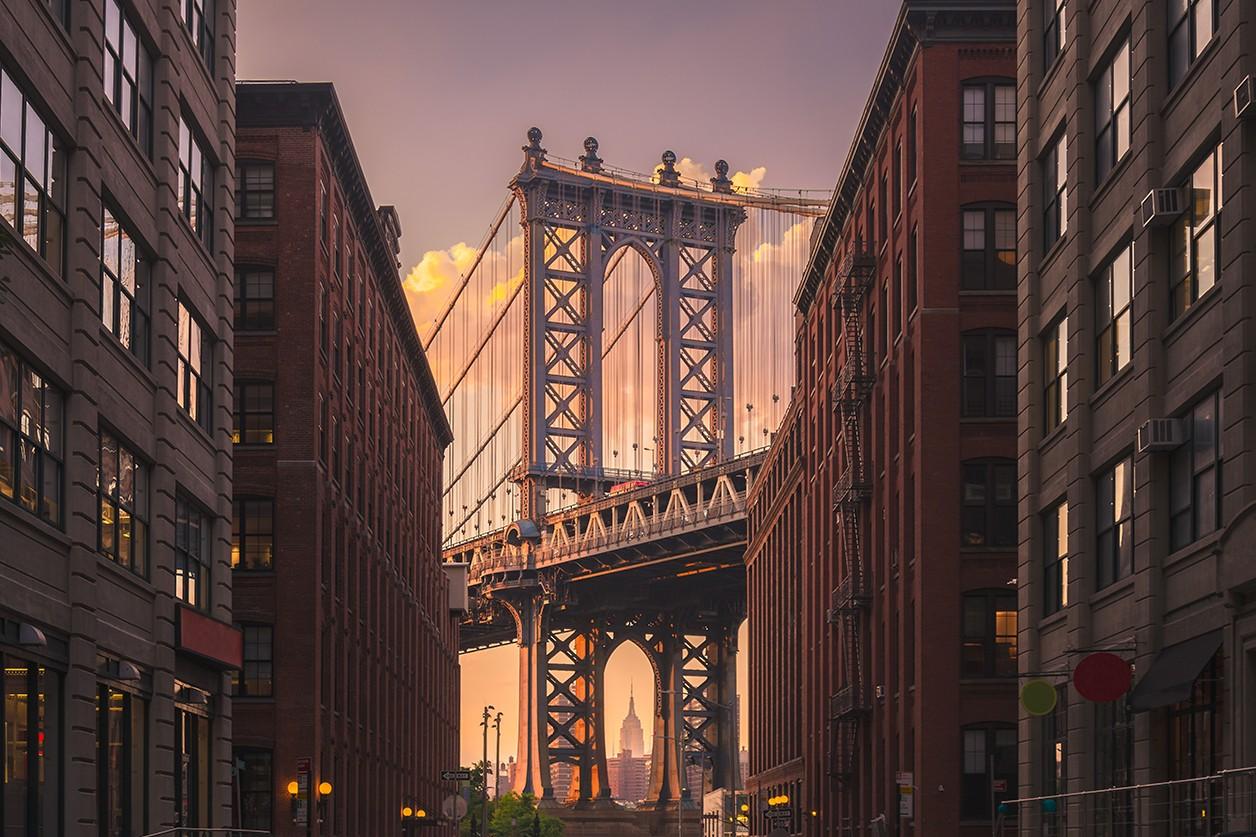 Plexiglass photo art Manhattan Bridge from Brooklyn Street