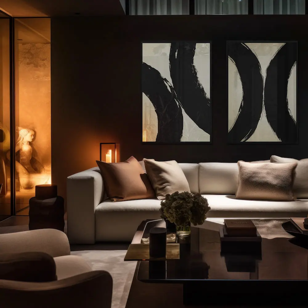 High-quality abstract black and white glass painting