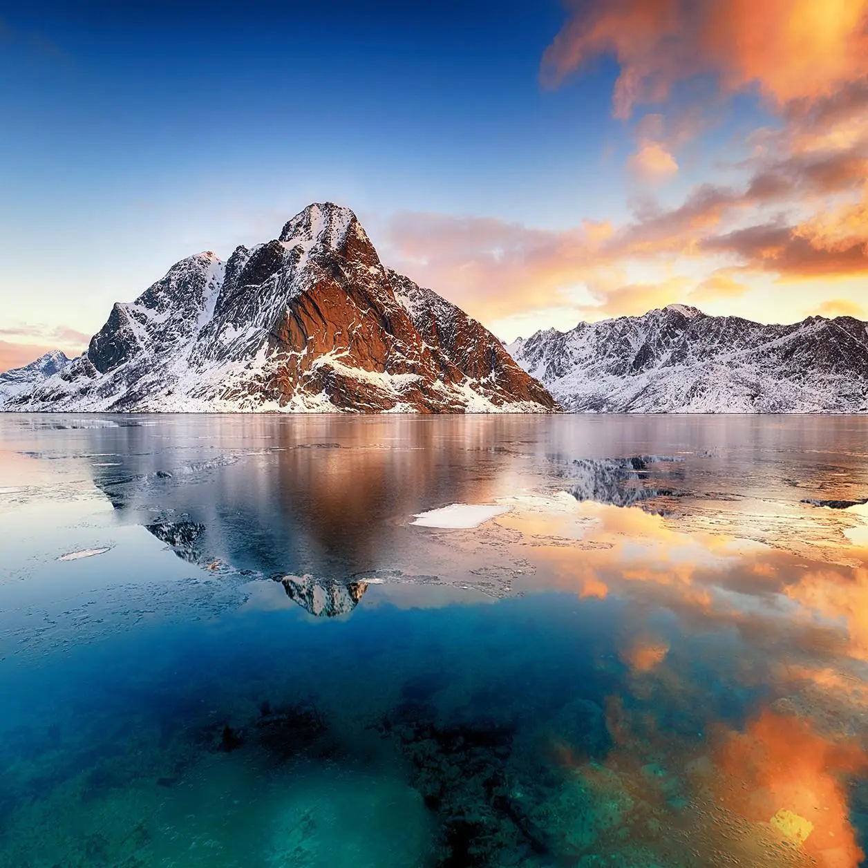 Landschap schilderij van zonsopgang