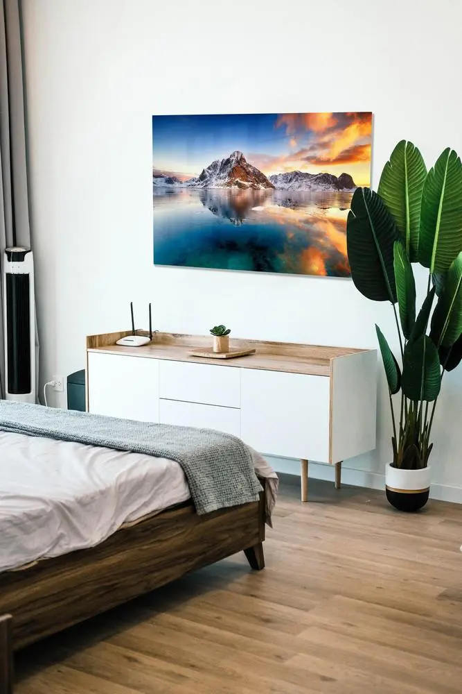 Landschap schilderij van zonsopgang