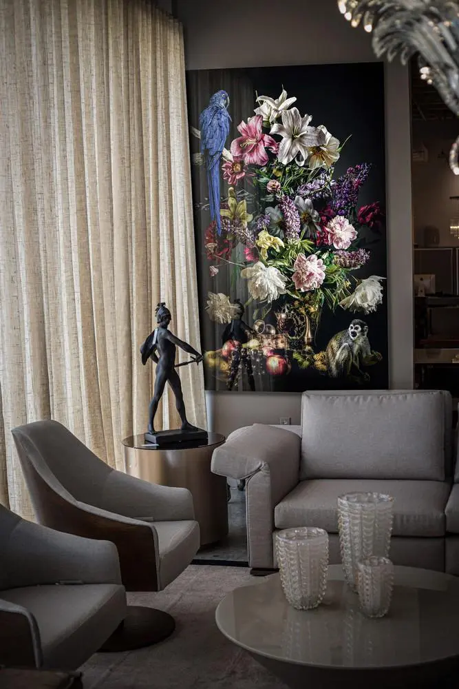peinture florale en plexiglas