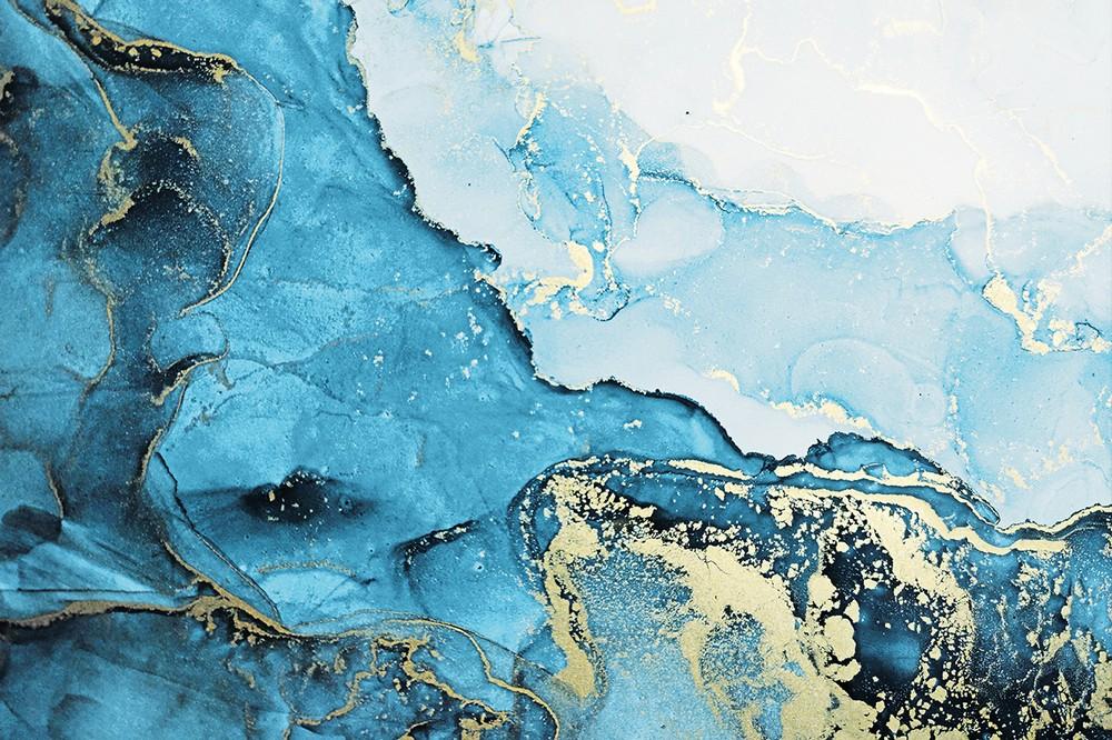 Abstract acrylic glass artwork made of marble