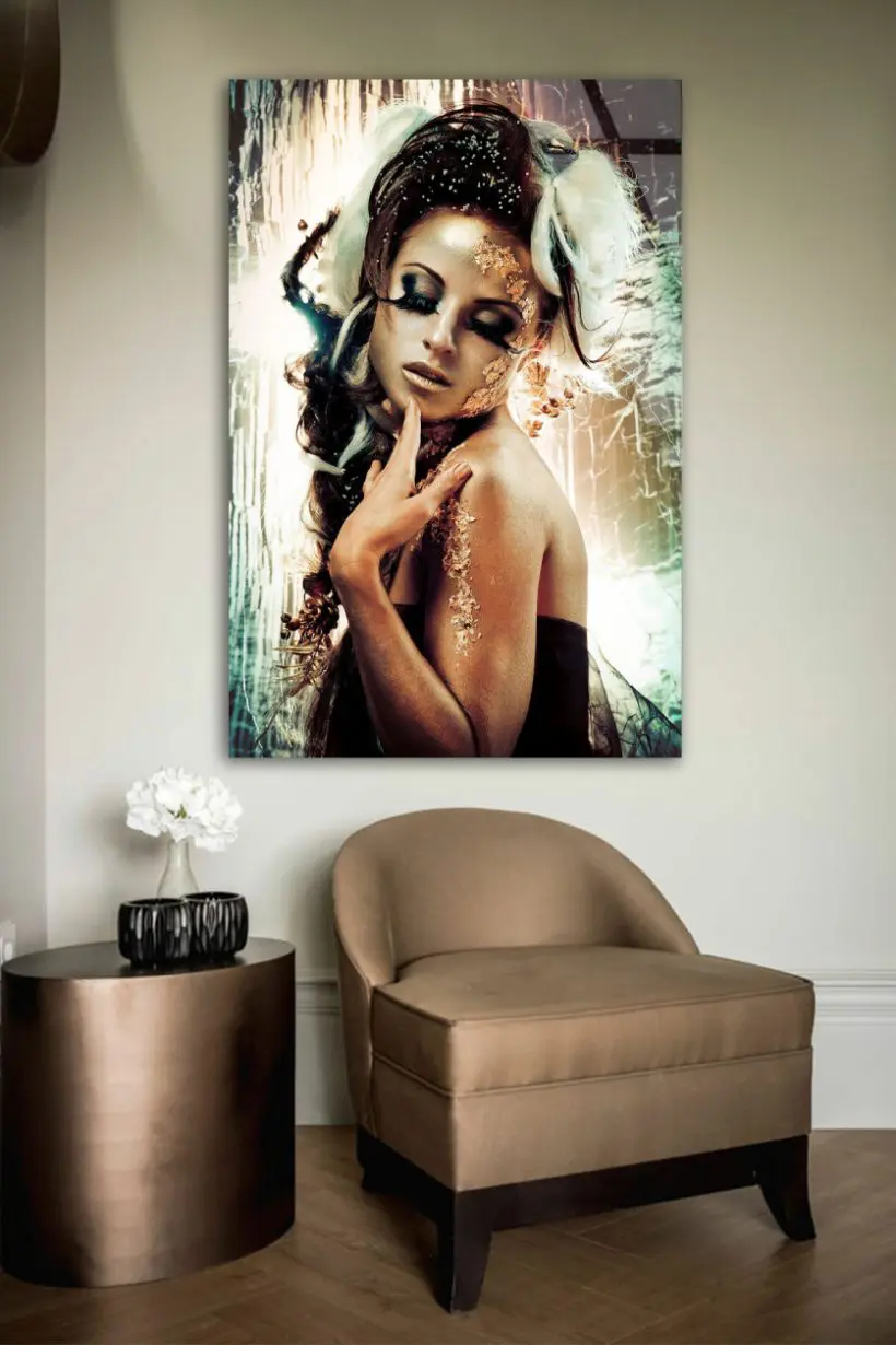 Plexiglas painting by beautiful woman