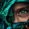 Artistieke portret foto van mysterieus gezicht