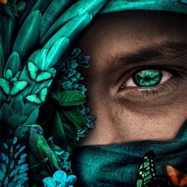 Artistieke portret foto van mysterieus gezicht