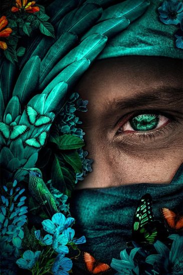 Artistieke portret foto van mysterieus gezicht