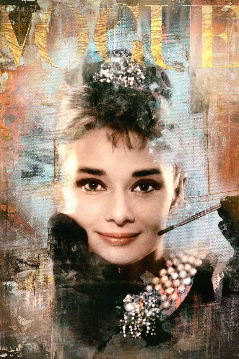 Arte de plexiglás Audrey Hepburn, portada de moda II