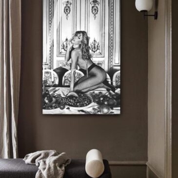 Black and white wall art of sexy woman