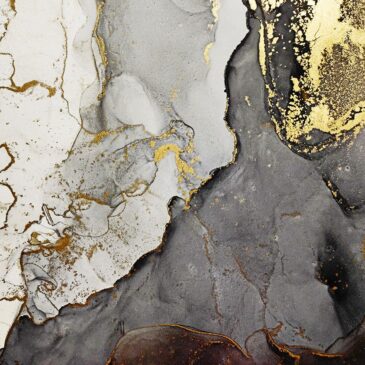 Zwart wit wall art van marmer