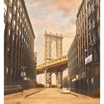 Fotokunst Manhattan bridge als woestijnstad