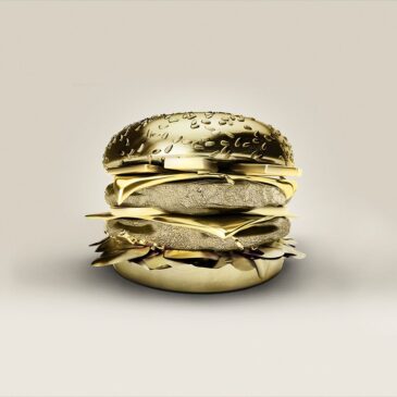 Wall decor van hamburger in gouden kleuren