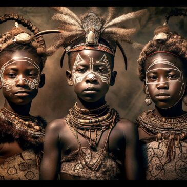 Wall art van de Afrikaanse cultuur: tribal jongens
