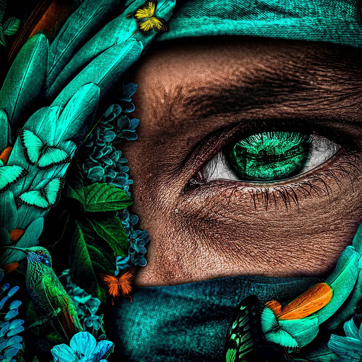 Portrait mystérieux coloré